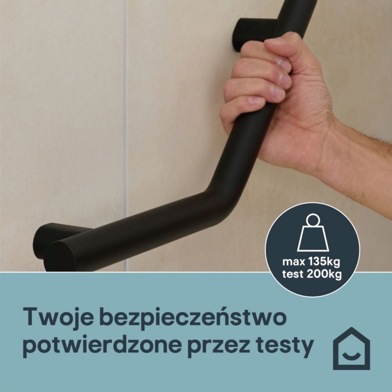 Vinklet Støttegreb Adapt Home 44x44 cm Sort | 5063022736093