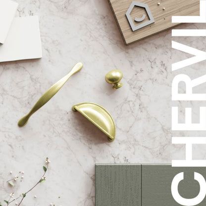 GoodHome Chervil bue møbelgreb 158 mm i børstet messing