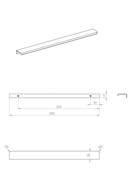 Møbelgreb 40 cm Krom Aluminium Rektangulært 1 stk.