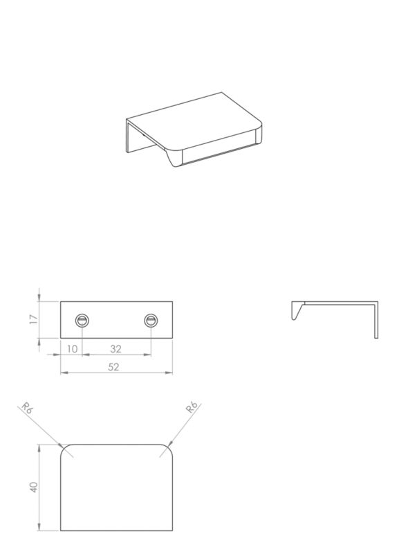 Møbelgreb Rektangulært 5,2 cm Krom Aluminium 1 stk.