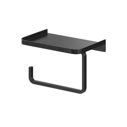 Toiletpapirholder med Hylde og Klap Sort Stål 17,5x12 cm