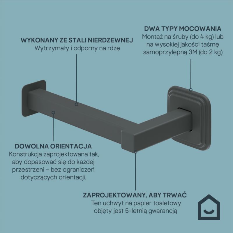 Toiletrulleholder Teesta 16,6 cm Sort Rustfrit Stål