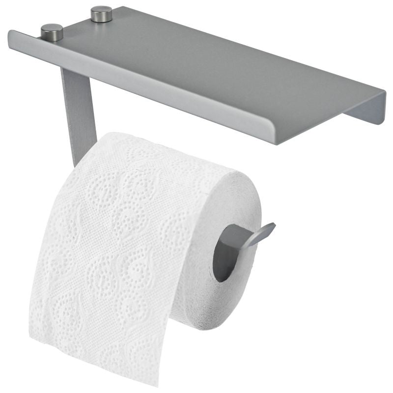 Toiletpapirholder med hylde 176x85x87 mm Sølv | 5905923652785