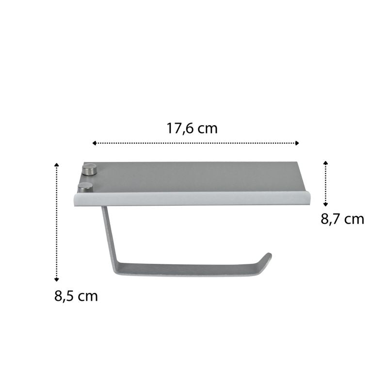 Toiletpapirholder med hylde 176x85x87 mm Sølv | 5905923652785