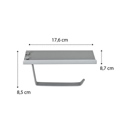 Toiletpapirholder med hylde 176x85x87 mm Sølv | 5905923652785
