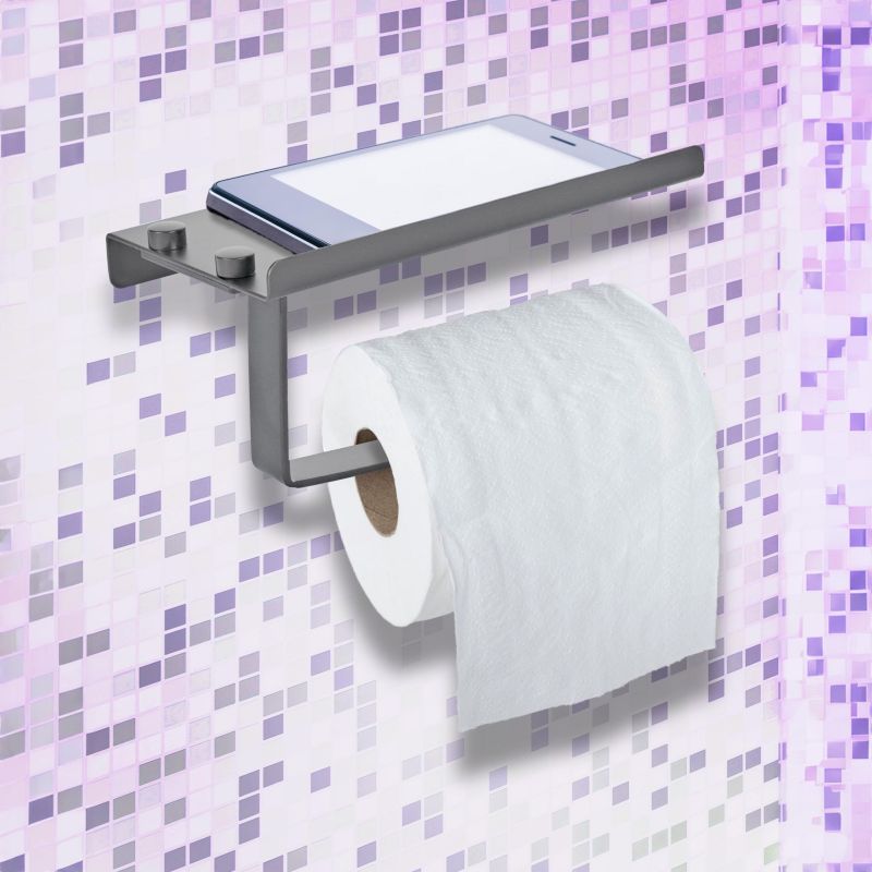Toiletpapirholder med hylde 176x85x87 mm Sølv | 5905923652785