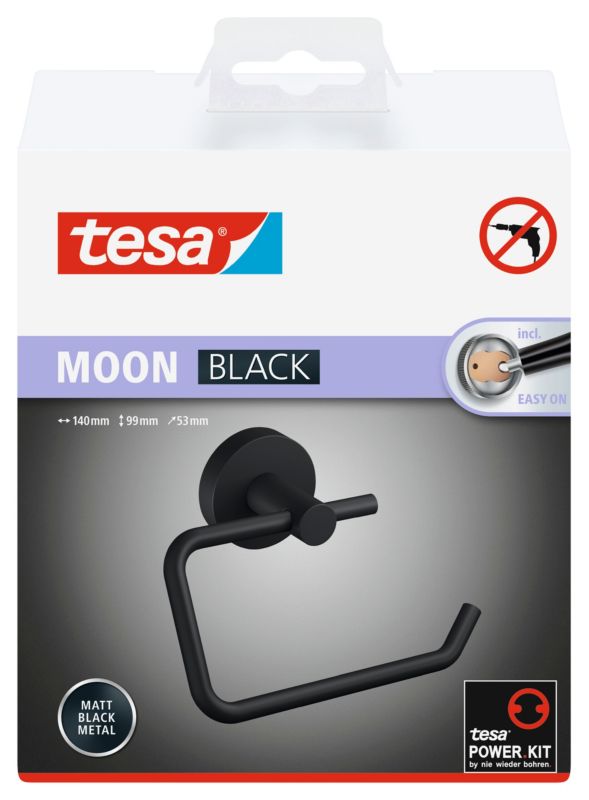 Tesa Moon sort toiletrulleholder uden boring