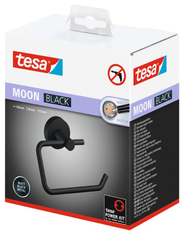 Tesa Moon sort toiletrulleholder uden boring