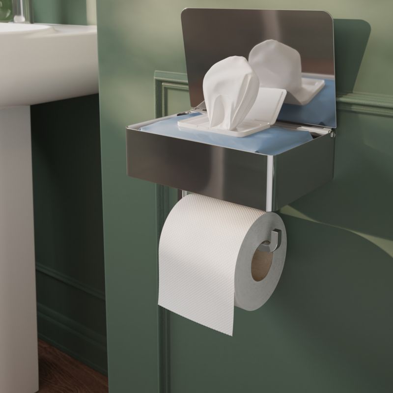 Toiletrulleholder med Hylde og Opbevaring Cavally Krom