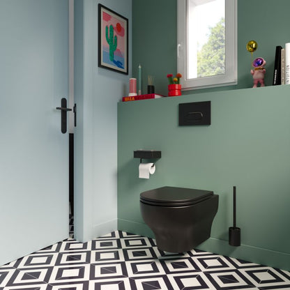 Toiletrulleholder med Opbevaring og Hylde Cavally Sort 18,5 cm