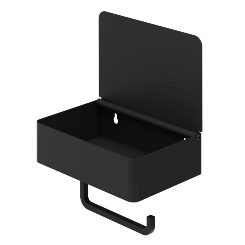 Toiletrulleholder med Opbevaring og Hylde Cavally Sort 18,5 cm