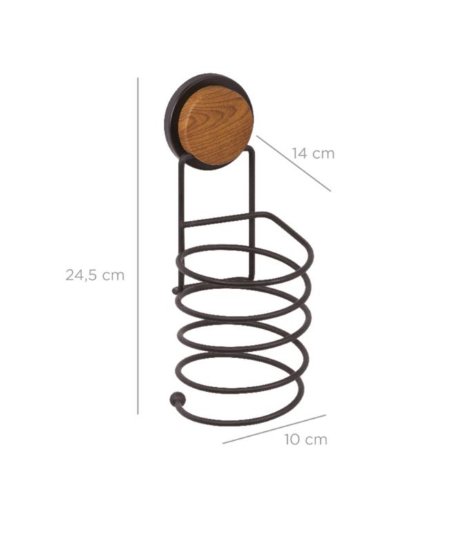 Badeværelsessæt med Håndklædeholder og Føntørrerholder Industriel Stil Brun 24,5 x 25,5 cm