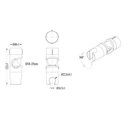 Brusearmsholder til Stang 18-25 mm Krom
