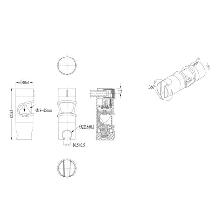 Bruseholder til Stang 18-25 mm Sort ABS 40x122x40 mm