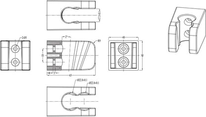 Bruseholder Teesta 40x40x65 mm Krom Plast
