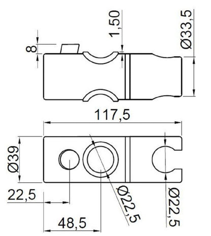 Bruseholder 22,6 mm Krom 1 stk. | 5907798774852