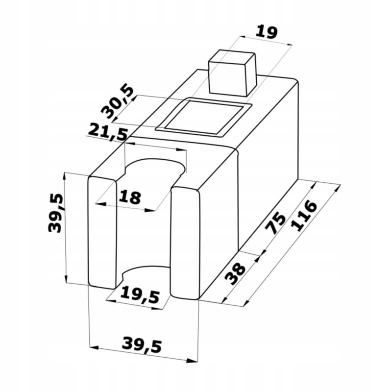 Glidende Brusehovedholder til Rektangulær Stang 30x19 mm Krom