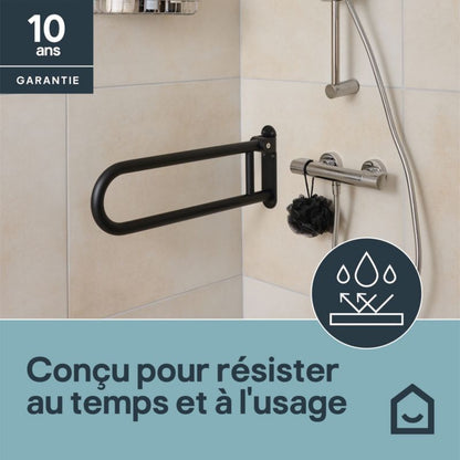 Sammenklappeligt Badeværelsesgreb U-Form Sort Rustfrit Stål 61,8 cm
