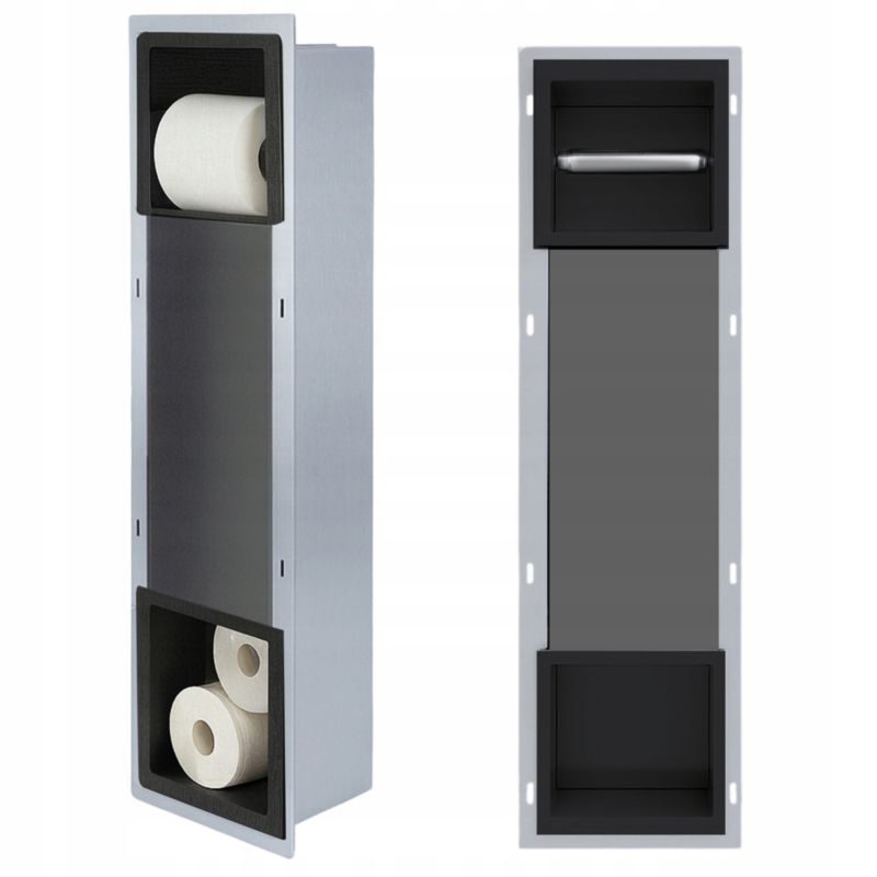 Indbygget Toiletpapirholder ARE 2-i-1 74x19,5x12,1 cm Sort
