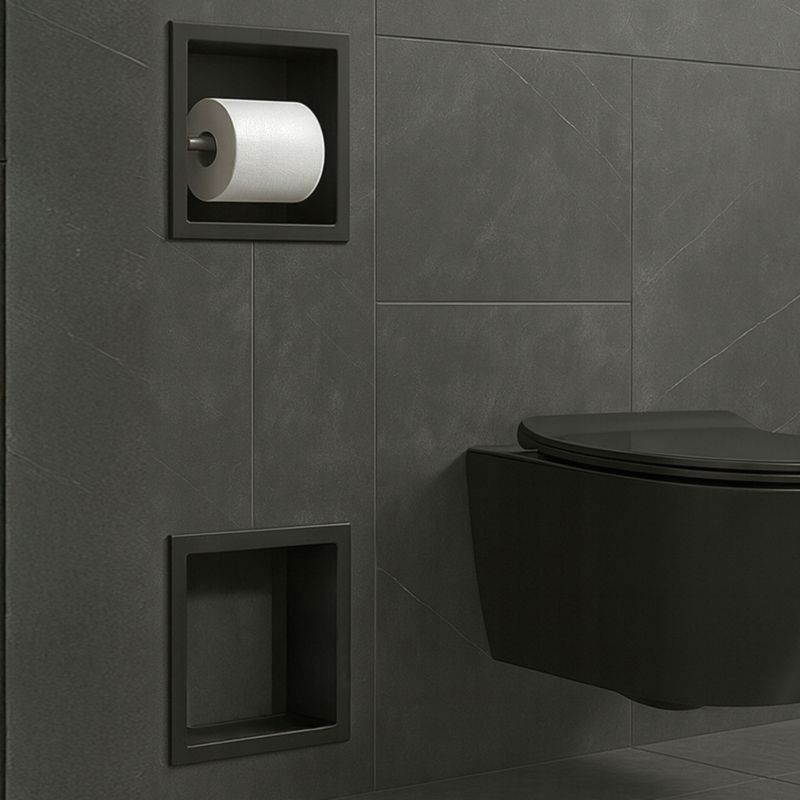 Indbygget Toiletpapirholder ARE 2-i-1 74x19,5x12,1 cm Sort