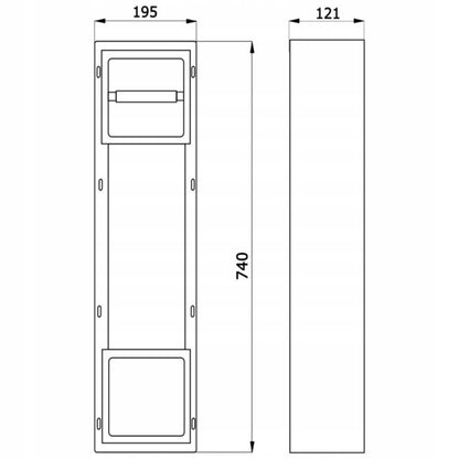 Indbygget Toiletpapirholder ARE 2-i-1 74x19,5x12,1 cm Sort