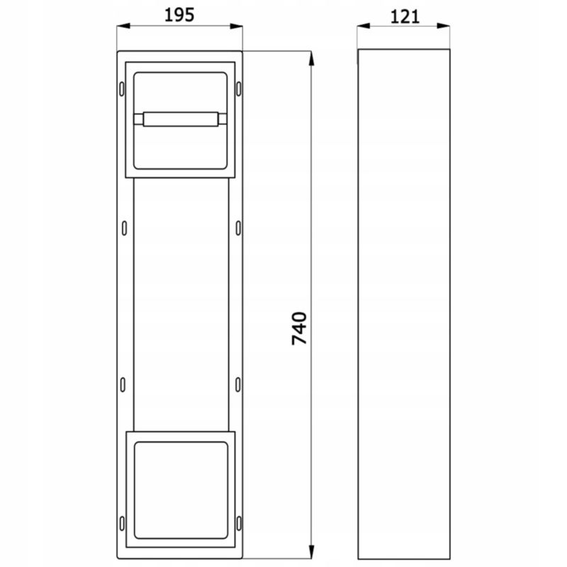 Indbygget Toiletpapirholder ARE 2-i-1 74x19,5x12,1 cm Sort