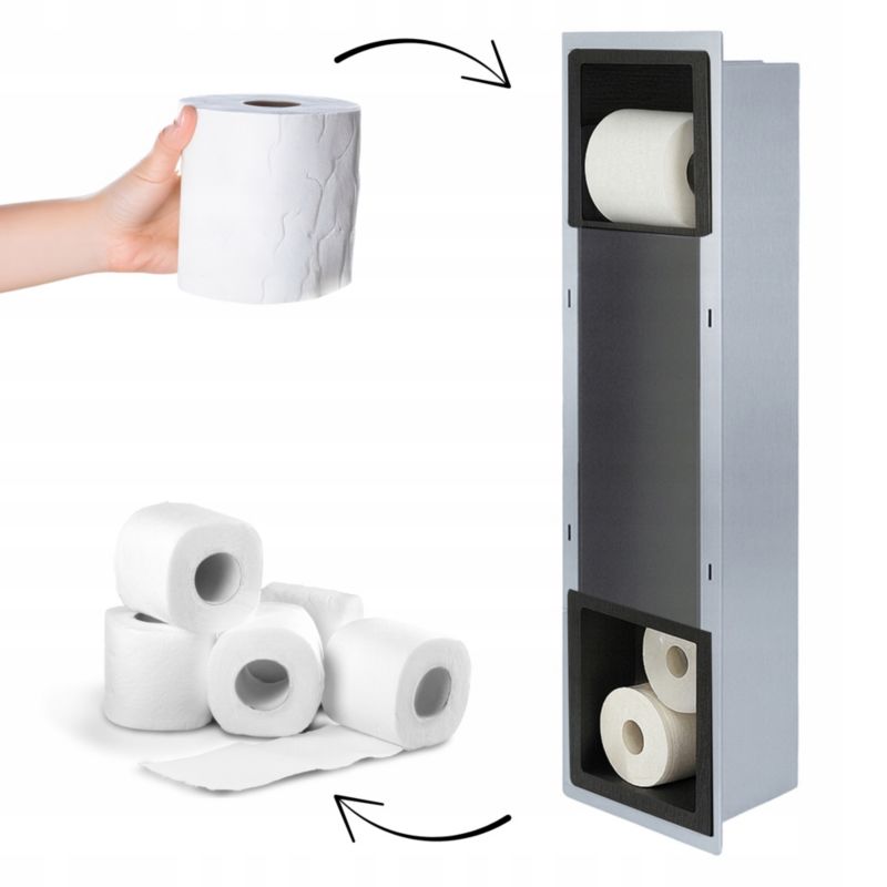 Indbygget Toiletpapirholder ARE 2-i-1 74x19,5x12,1 cm Sort