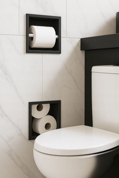 Indbygget Toiletpapirholder ARE 2-i-1 74x19,5x12,1 cm Sort