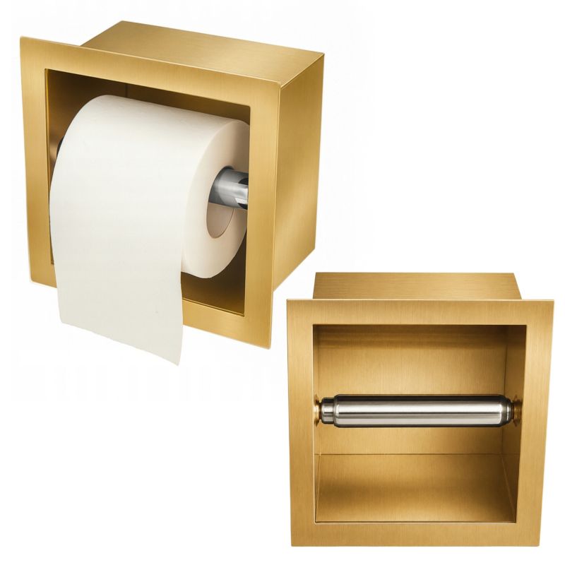 Vægniche Toiletrulleholder 16x16x9 cm Guld Rustfrit Stål