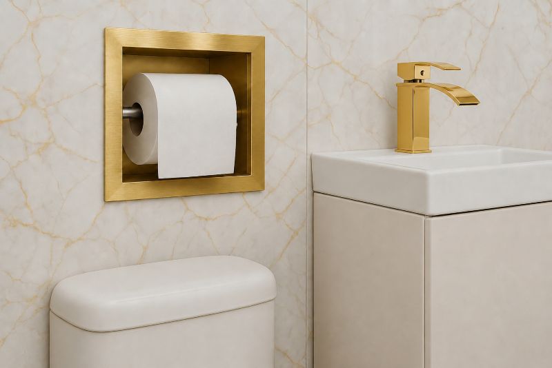 Vægniche Toiletrulleholder 16x16x9 cm Guld Rustfrit Stål