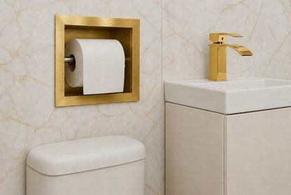 Vægniche Toiletrulleholder 16x16x9 cm Guld Rustfrit Stål
