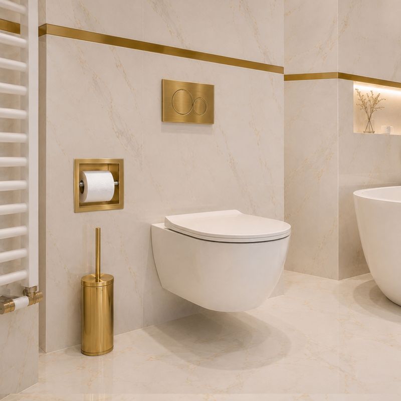 Vægniche Toiletrulleholder 16x16x9 cm Guld Rustfrit Stål