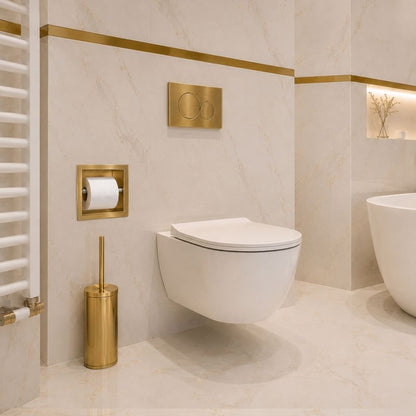 Vægniche Toiletrulleholder 16x16x9 cm Guld Rustfrit Stål