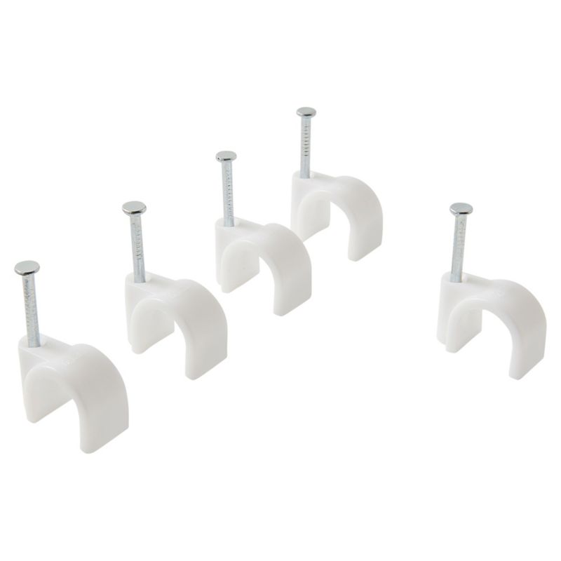 Runde kabelholdere Diall 12 mm hvide 25 stk.