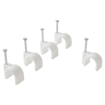 Runde kabelholdere Diall 12 mm hvide 25 stk.
