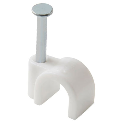 Runde kabelholdere Diall 6 mm hvide 25 stk.