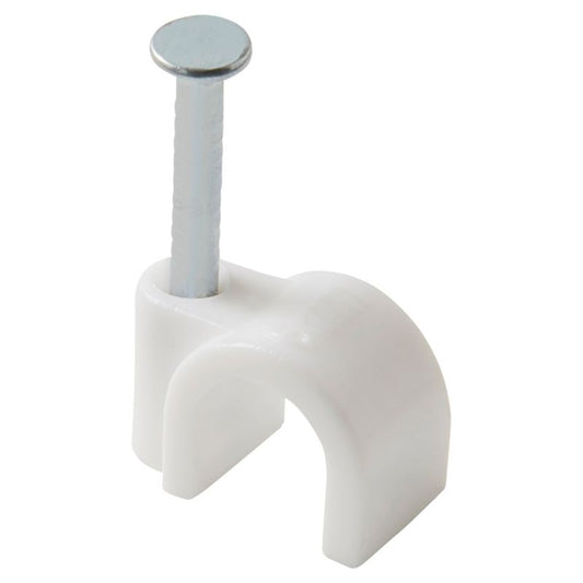 Runde kabelholdere Diall 6 mm hvide 25 stk.