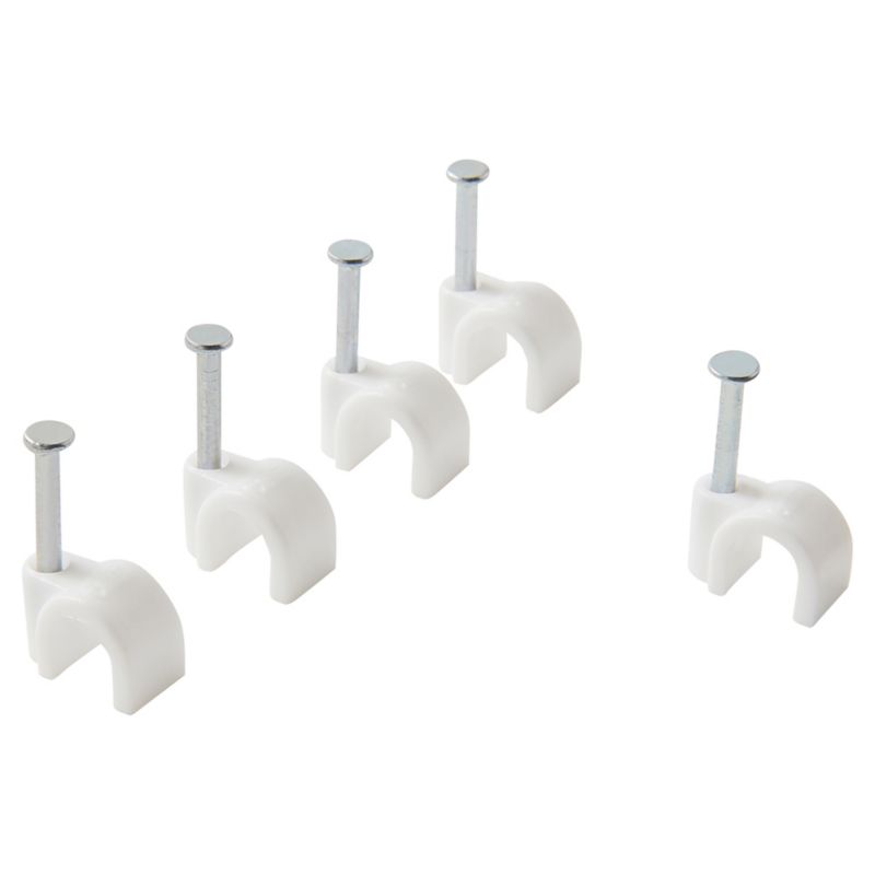 Runde kabelholdere Diall 6 mm hvide 25 stk.