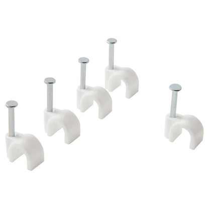 Runde kabelholdere Diall 6 mm hvide 25 stk.