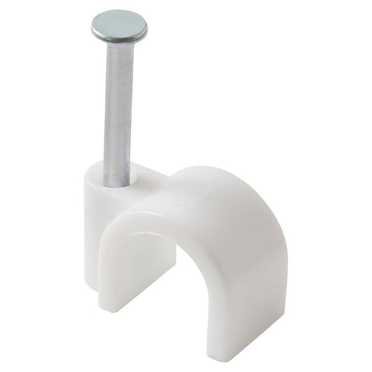 Runde kabelholdere Diall 9 mm hvide 100 stk.