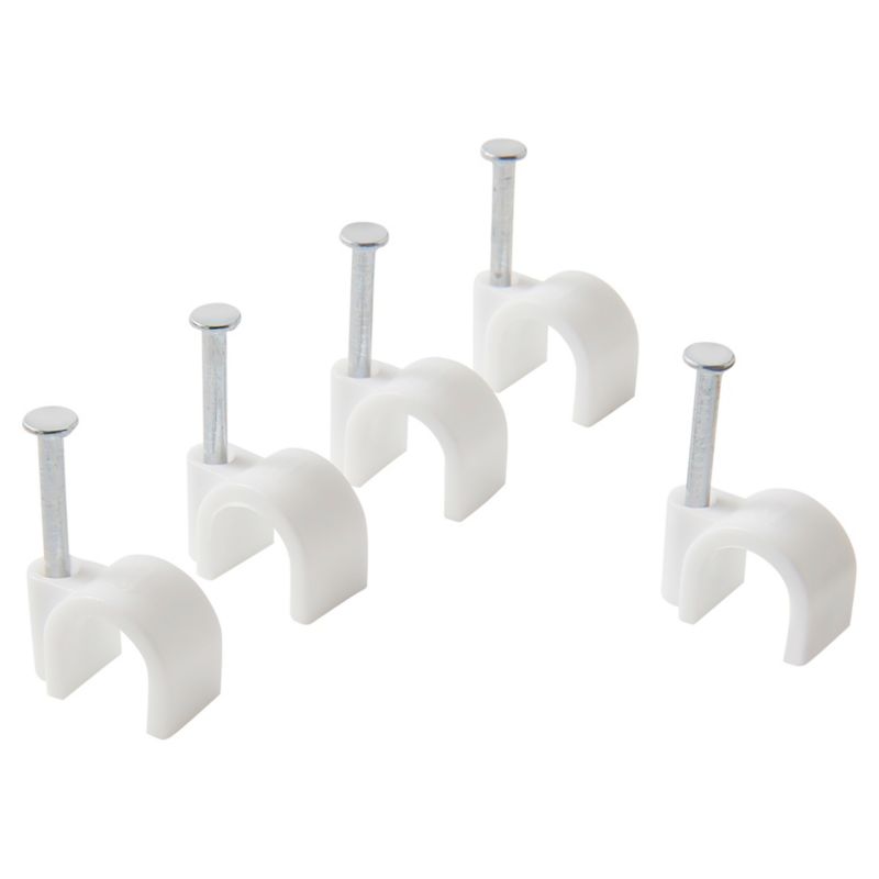 Runde kabelholdere Diall 9 mm hvide 25 stk.