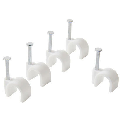 Runde kabelholdere Diall 9 mm hvide 25 stk.