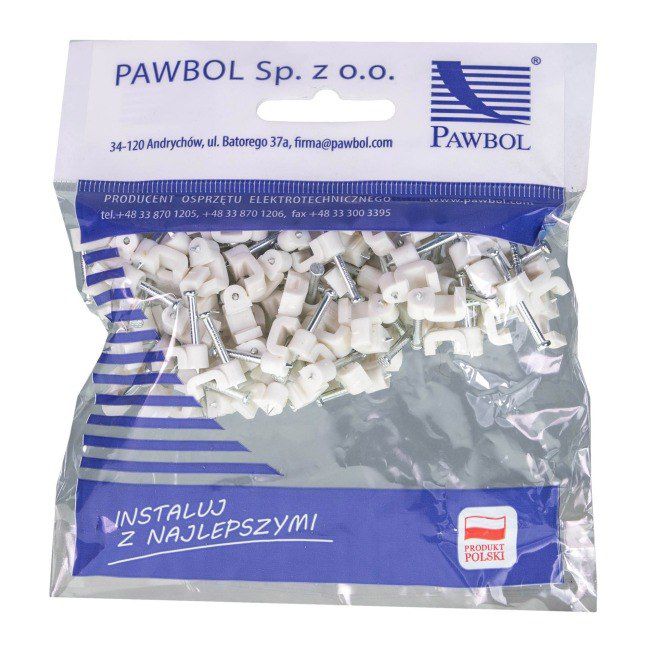 Eglotech flade kabelholdere 2 x 0,5 mm hvide 100 stk.