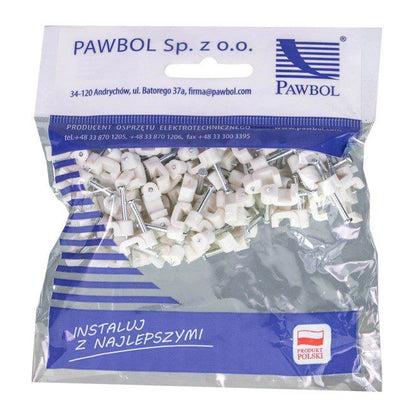 Eglotech flade kabelholdere 2 x 0,5 mm hvide 100 stk.