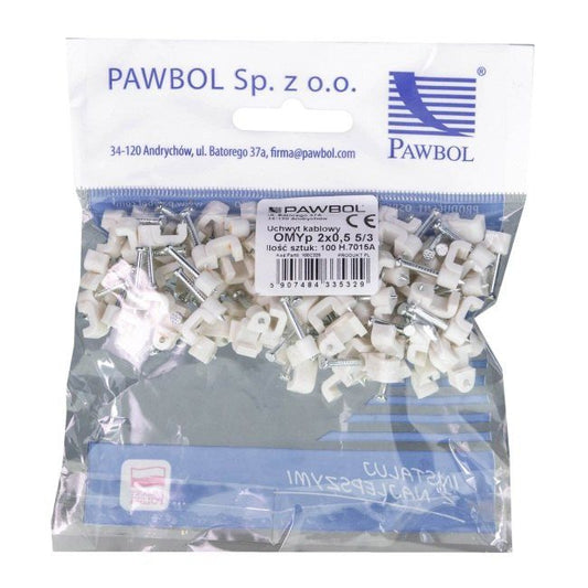 Eglotech flade kabelholdere 2 x 0,5 mm hvide 100 stk.