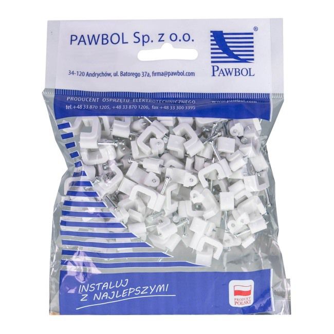 Flade kabelholdere Eglotech 2 x 1,5 mm hvide, 100 stk.
