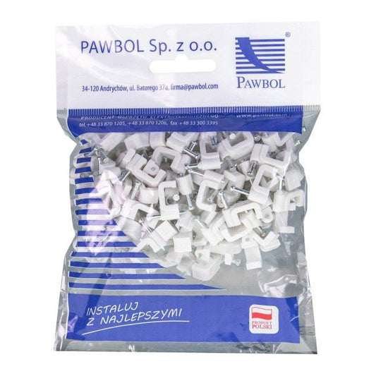 Eglotech flade kabelholdere 2 x 2,5 mm hvide 100 stk.