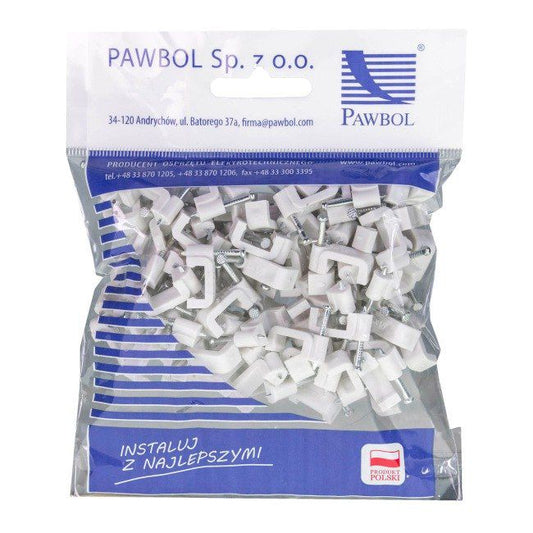 Flade kabelholdere Eglotech 3 x 1,5 mm hvide 100 stk.