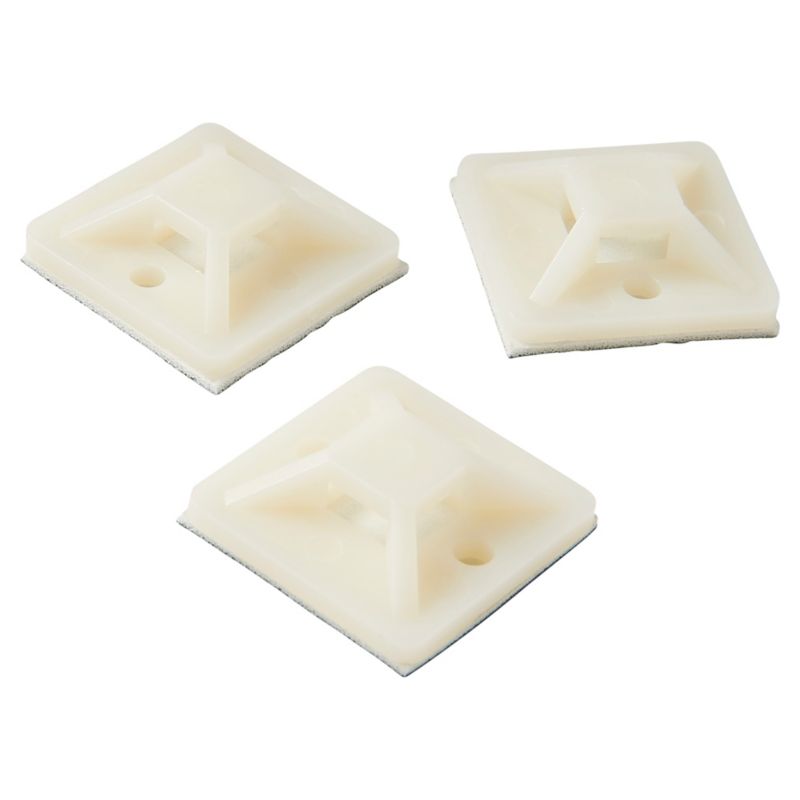 Selvklæbende kabelholdere Diall 25 x 25 mm hvide 25 stk