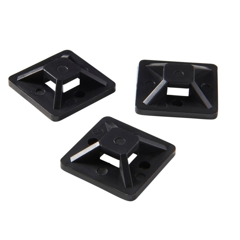 Selvklæbende kabelholdere Diall 25 x 25 mm sorte 25 stk